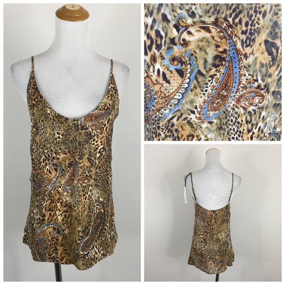 NWT L'AGENCE GABRIELLA 100% Silk Bronze Valencia Print V Neck Camisole Top - Picture 1 of 8